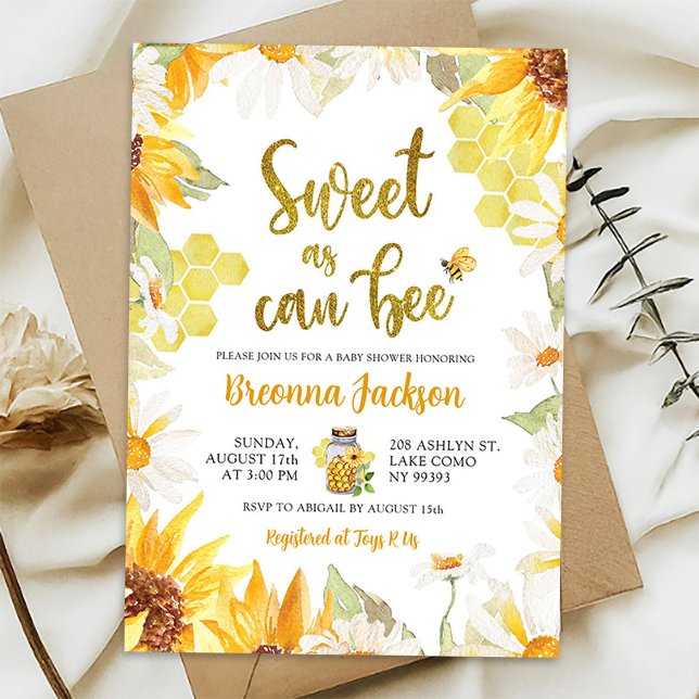 Invitation Daisy Sunflower Sweet comme peut être Baby shower (Créateur téléchargé)