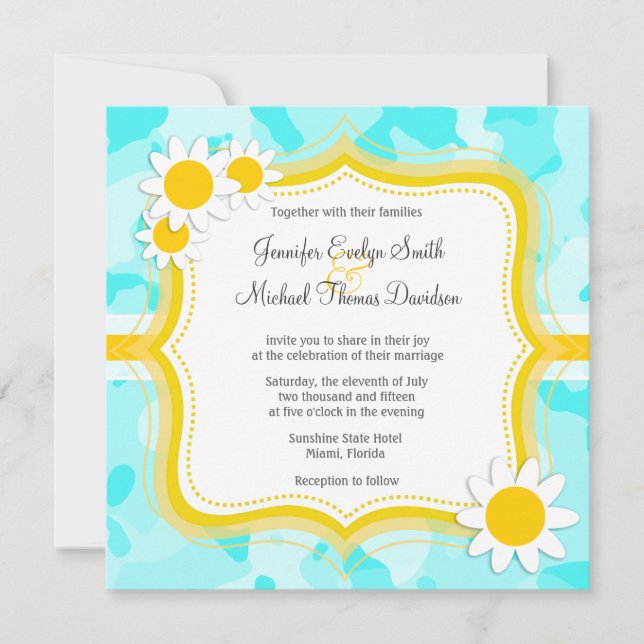 Invitation Daisy sur Camo Celeste ; Camouflage (Devant)