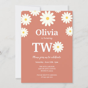 Invitation Daisy Terracota Bohemian 2e fête d'anniversaire