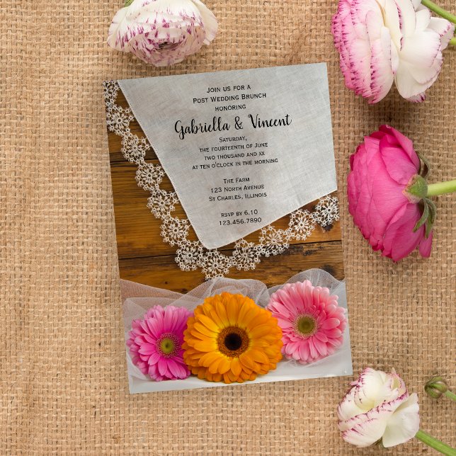Invitation Daisy Trio et Lace Country Brunch de lendemain de  (Créateur téléchargé)