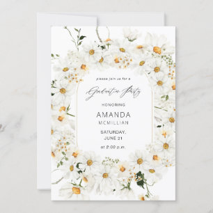 Invitation Daisy White Floral Graduation Party