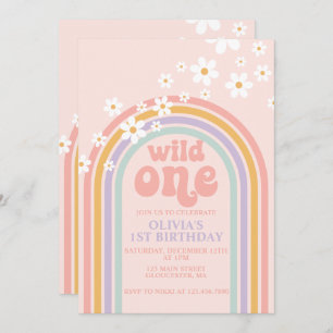 Invitation Daisy Wild One boho floral arc-en-ciel premier ann