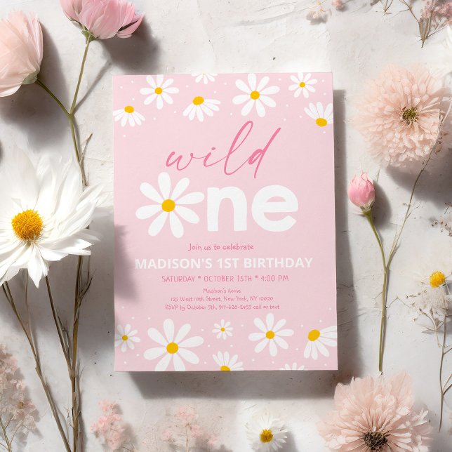 Invitation Daisy Wild Un premier anniversaire (Créateur téléchargé)