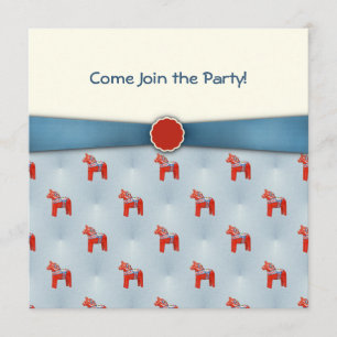 Invitation Dala Horse party de Suède Ruban bleu