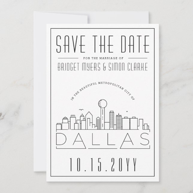 Invitation Dallas Mariage Style Horizon Enregistrez la Date (Devant)