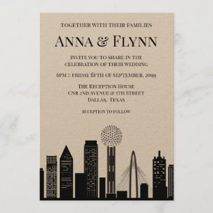Invitation Dallas Texas City Skyline Cityscape Wedding Party