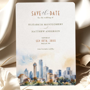 Invitation Dallas Texas Skyline Enregistrer la date