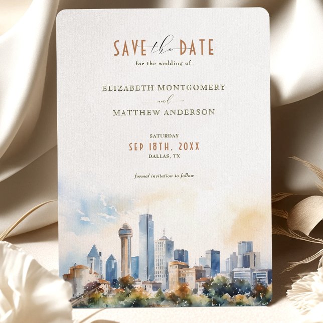 Invitation Dallas Texas Skyline Enregistrer la date (Créateur téléchargé)
