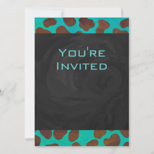 Invitation Dalmatie Brown et Turquoise avec Monogramme