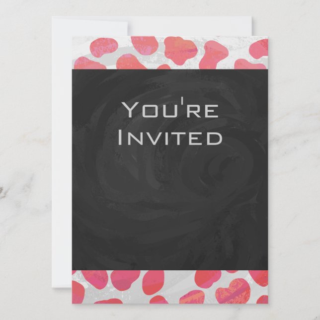 Invitation Dalmatie rose et blanc avec monogramme (Devant)