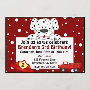 Invitation dalmatienne d'anniversaire de pompier