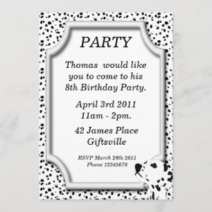 Invitation dalmatienne de fête d'anniversaire