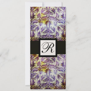 Invitation DAMAS ANCIEN MONOGRAMME CARRÉ, violet, champagne