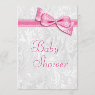 Invitation Damas blanches Baby showers et vachette rose Faux