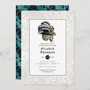 Invitation Damas florales et dentelle Fête des mariées gothiq