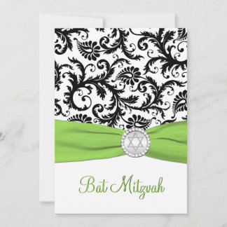 Invitation Damas noir, blanc avec citron vert IMPRIMÉ