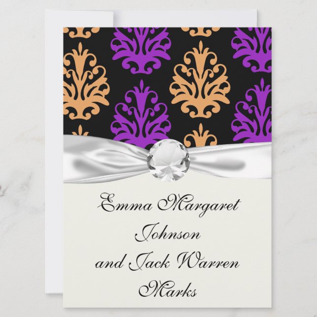 Invitation damas noir d'orange violet d'halloween (Devant)