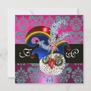 INVITATION DAMAS ROSE, HIBOU JOAILLIER, CHAPEAU DE LUTIN, PLU