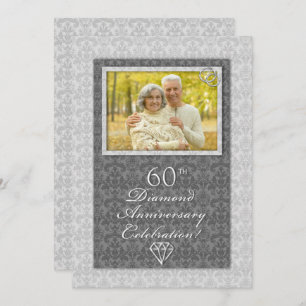 Invitation Damask 60th Diamond Mariage Anniversary Party
