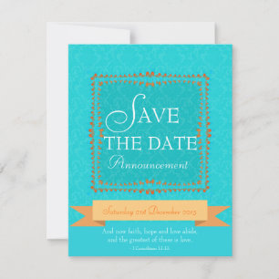 Invitation Damask Aqua Blue Romance Enregistrer la date Invit