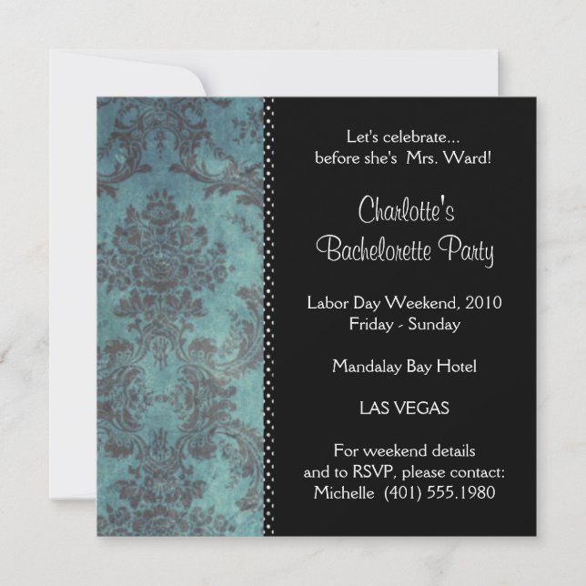 Invitation damask bachelorée (Devant)