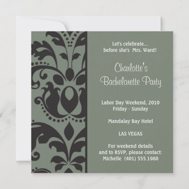 Invitation damask bachelorette (Devant)