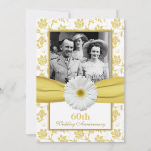 Invitation Damask Daisy Diamond 60e anniversaire de Mariage