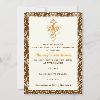 Invitation Damask First Holy Communion Baptism Confirmation