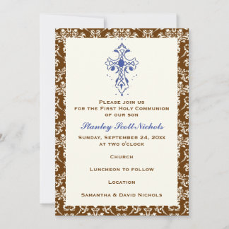 Invitation Damask First Holy Communion Baptism Confirmation