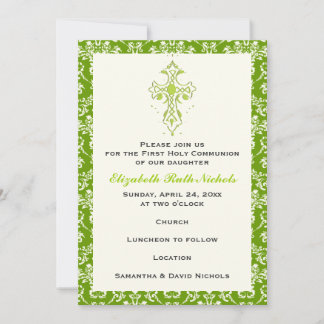 Invitation Damask First Holy Communion Baptism Confirmation