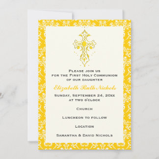 Invitation Damask First Holy Communion Baptism Confirmation