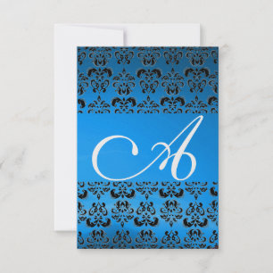 Invitation DAMASK GEM MONOGRAM bleu rsvp glace