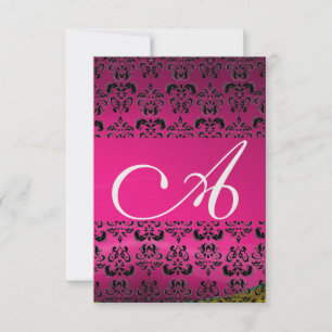 Invitation DAMASK GEM MONOGRAM rose rsvp glace