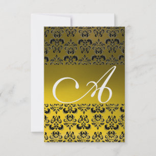 Invitation DAMASK GEM MONOGRAS jaune blanc rsvp glace