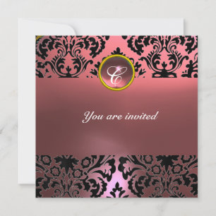 Invitation DAMASK GEM PIERRE MONOGRAMME rose