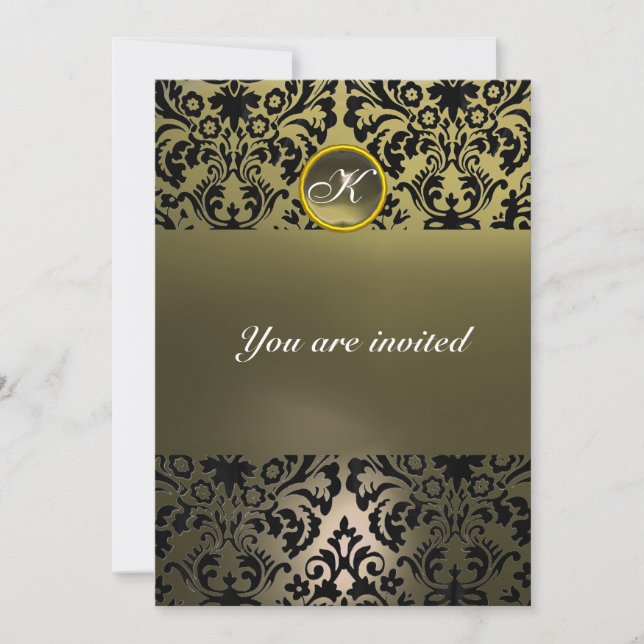 Invitation DAMASK GEM STONE MONOGRAM gris (Devant)