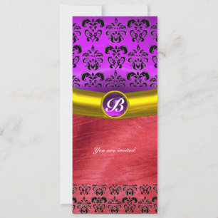 Invitation DAMASK GEM STONE MONOGRAM rose violet soie