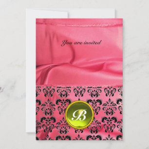 Invitation DAMASK GEM STONE MONOGRAM soie rose