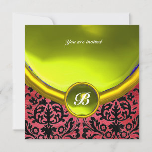 Invitation DAMASK GEM STONE MONOGRAM soie violette jaune
