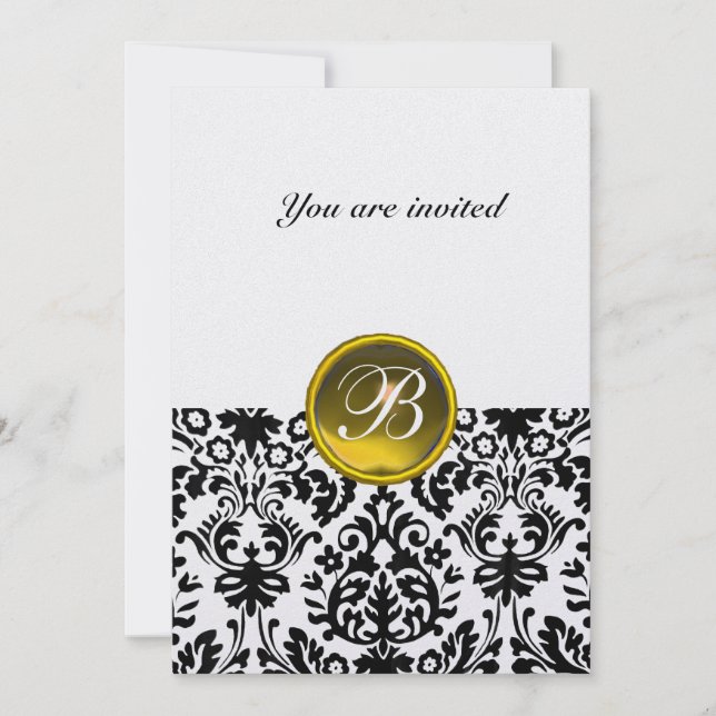 Invitation DAMASK GEM STONE MONOGRAM topaz glace jaune foncé (Devant)