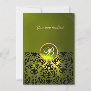 Invitation DAMASK GEM STONE MONOGRAM topaz jaune rsvp