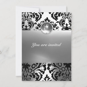Invitation DAMASK GEM STONE MONOGRAMME blanc