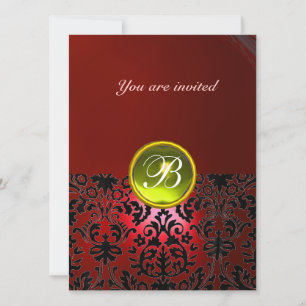 Invitation DAMASK GEM STONE MONOGRAMME rouge jaune