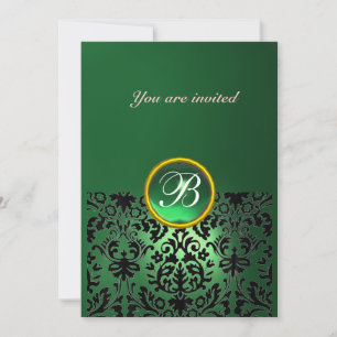Invitation DAMASK GEM STONE MONOGRAMME vert jade