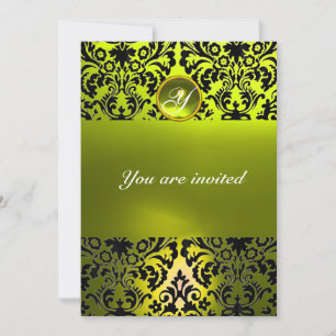 Invitation DAMASK GEMME MONOGRAMME jaune