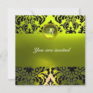 Invitation DAMASK GEMME MONOGRAMME jaune
