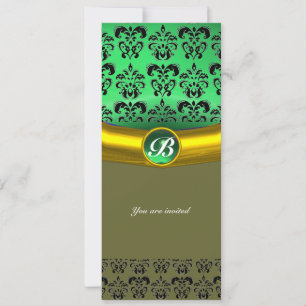 Invitation DAMASK GEMME MONOGRAMME vert