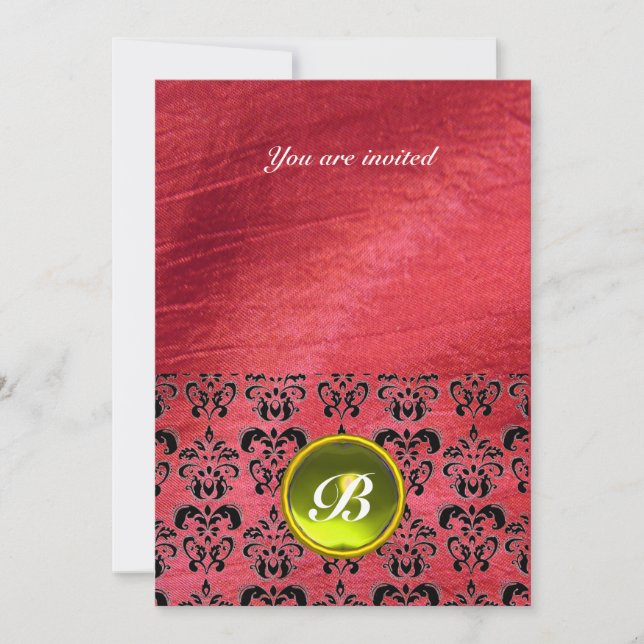 Invitation DAMASK GEMME PIERRE MONOGRAMME soie violette (Devant)