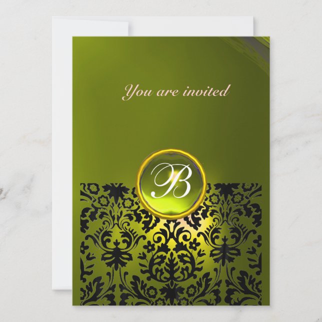 Invitation DAMASK GEMME PIERRE MONOGRAMME topaze jaune (Devant)