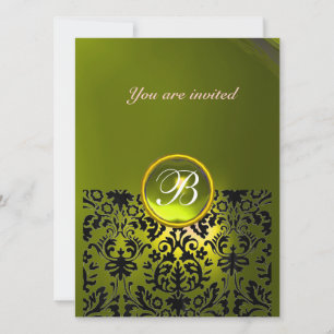 Invitation DAMASK GEMME PIERRE MONOGRAMME topaze jaune